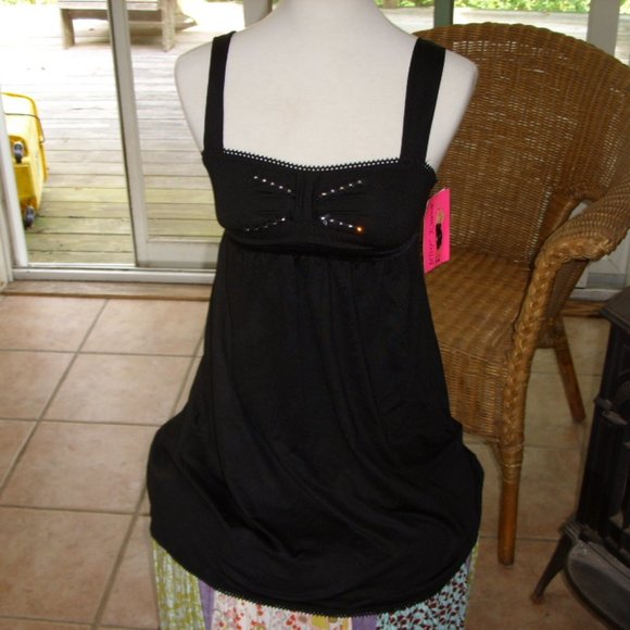 Betsey Johnson Swim Tankini Top Black XS-S S2012 NWT - Picture 5 of 10